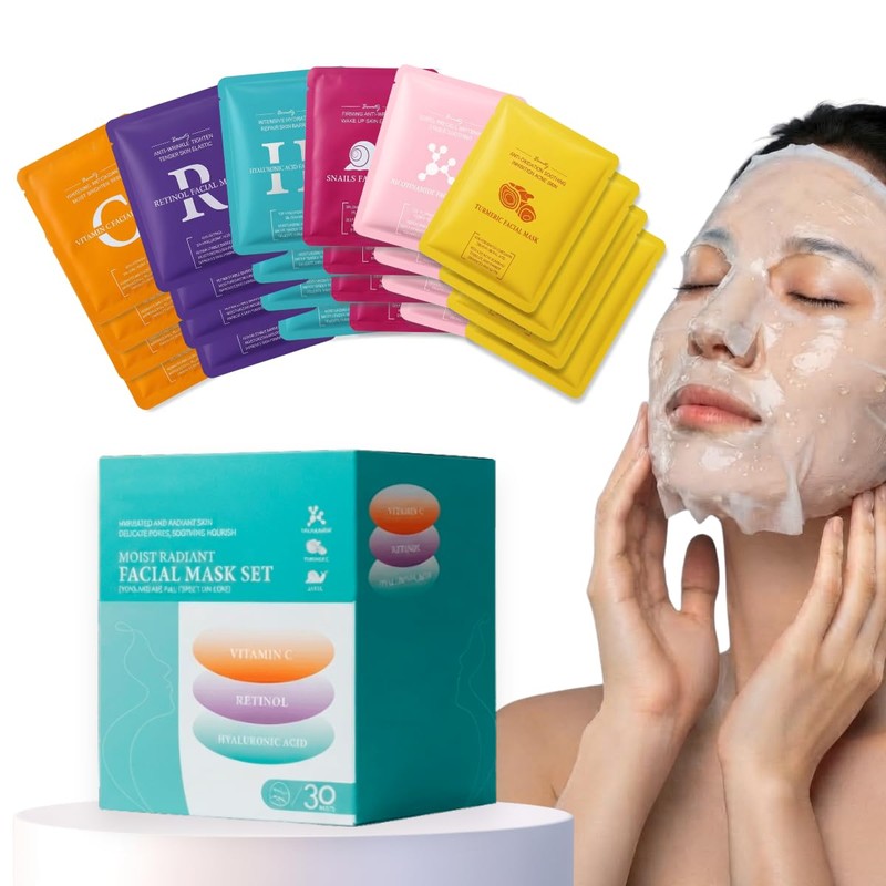 30 Mascarillas Faciales Hidratantes Ácido Hialurónico Skincare