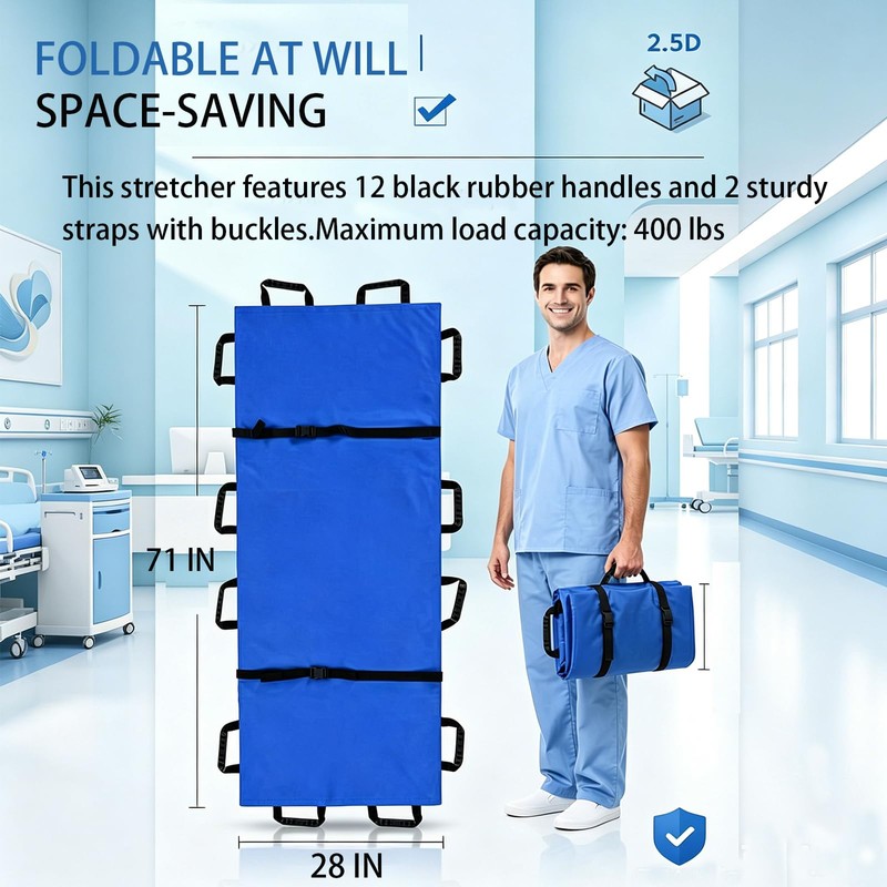 AUSTYLCO Portable Transport Stretcher Medical with 12 Rubber Foam Handles