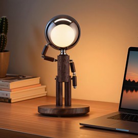 Vadifula Cordless Table Lamp, Rechargeable Wooden Table Lamp with Touch Control & Adjustable Brightness, Cordless Decorative Bedside Lamp for Bedroom, Home Decor & Unique Gifts, Black Walnut