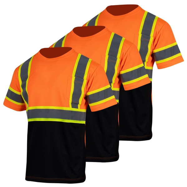 VENDACE 3pcs Safety Reflective High Visibility Shirts for Men ANSI