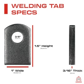 Sidco Supply Welding Tabs - Extra Thick - 1” W, 1 .5” H , 3/8” Hole, 5mm 3/16” Thick - 50 Pieces - Weld Tabs - Weld On Steel Tab - Flat Tab Brackets - Weld On Light Tabs - Steel Welding Tabs