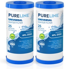 Pureline FXHTC 25 Micron 10" x 4.5" Replacement for GE FXHTC, GXWH40L, Culligan RFC-BBSA, W50PEHD, GXWH40L, GXWH35F, GNWH38S, DuPont WFHD13001, Pentair Pentek R50-BB, NSF 372 and NSF 42 (2 Pack)