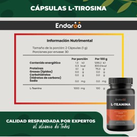 Teanina 180 Cápsulas Calma Mental Y Concentración Pack Sabor Sin Sabor