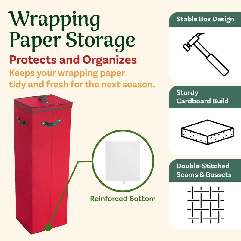 Wrapping Paper Storage Box - Holds 20 Rolls of Gift
