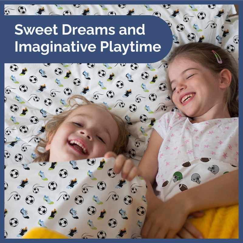 Kids Sports Queen Sheet Set - Cute 4 Piece Queen