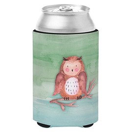 Caroline's Treasures BB7443CC Brown Owl Watercolor Can or Bottle Hugger Cooler Washable Drink Sleeve Collapsible Beverage Insulated Holder, Can Hugger, Multicolor