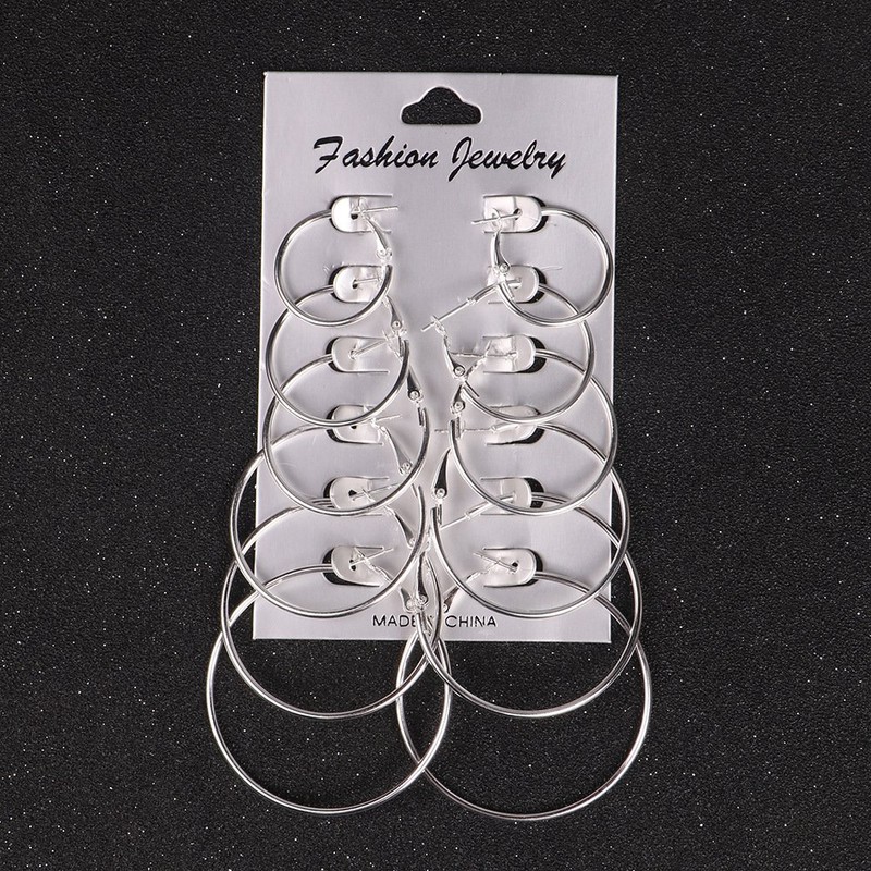 AJ DEFIRO 6 Pair Bronze Hoop Earring Set Stainless stud