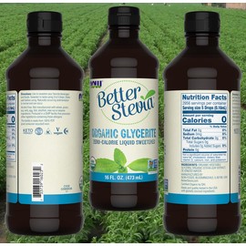 NOW BetterStevia Liquid, Organic Glycerite, 16 Ounces - Organic Stevia - Zero-Calorie Liquid Sweetener - No Alcohol - Keto Friendly, No Erythritol