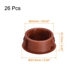 QUARKZMAN 20 mm (25/32 inch) Plastic Hole Plugs, Pack of 26 Flat Round Snap Cover Caps for Furniture, Red End Caps for Inserts and Panels