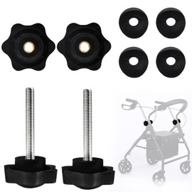 Cranviech Walker Replacement Parts Arm Adjustment Knobs 2 Pack, Rollator Walker Accessories with T Track Bolts for Adjustable Arm Support