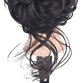 Pieza para el Cabello, Postizo, Rizado, Ondulado, Portátil, Garra para Moño, para Mujeres y Niñas, Extensión de Cabello, Postizo para Moño (Negro parduzco)