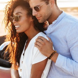 Rankeef Tiger Eye Bracelet - Men's Beaded Bracelets, Lightweight 8mm/10mm Natural Stone, Adjustable Stretch Bracelet Set