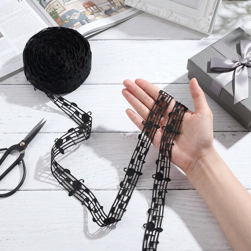 20 Yards Music Note Ribbon- Black Music Note Trim Party