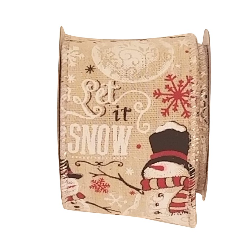 Christmas Decorative Ribbon (Silver/Snowman)