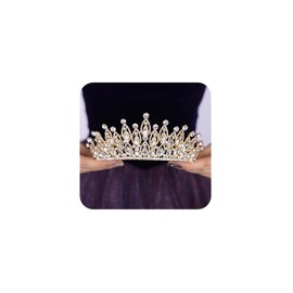 Teyglen Wedding Tiara Crown for Women Gold Crystal Princess Tiara Elegant Rhinestone Queen Crowns Headband for Brithday Pageant Party Prom (Gold)