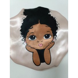 Unbranded Rose Gold Girl's Peekaboo Satin Hair Bonnet