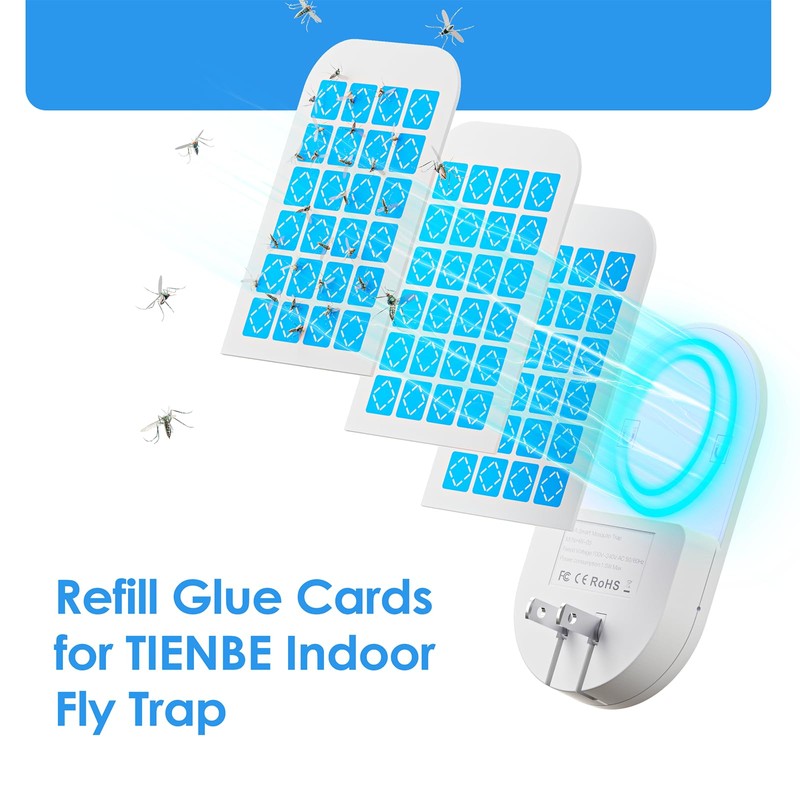 6 Pack Magnetism Glue Cards TIENBE Indoor Plug-in Fly Trap