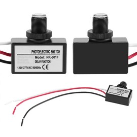 Wallfire Photoelectric Sensor Switch, 120V-277VAC Dusk to Dawn Light Sensor Control Automatic On/Off Photoelectric Switch for Street Courtyard Corridor Lighting Fixtures