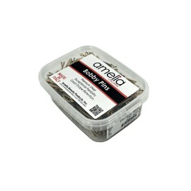 Amelia Beauty Products Standard Bobby Pin Waved | Hair Styling Accessories Hair Pins - for all Hair Types | 300 Gram in Clear Container Premium Pins Made in Italy - Tortoise