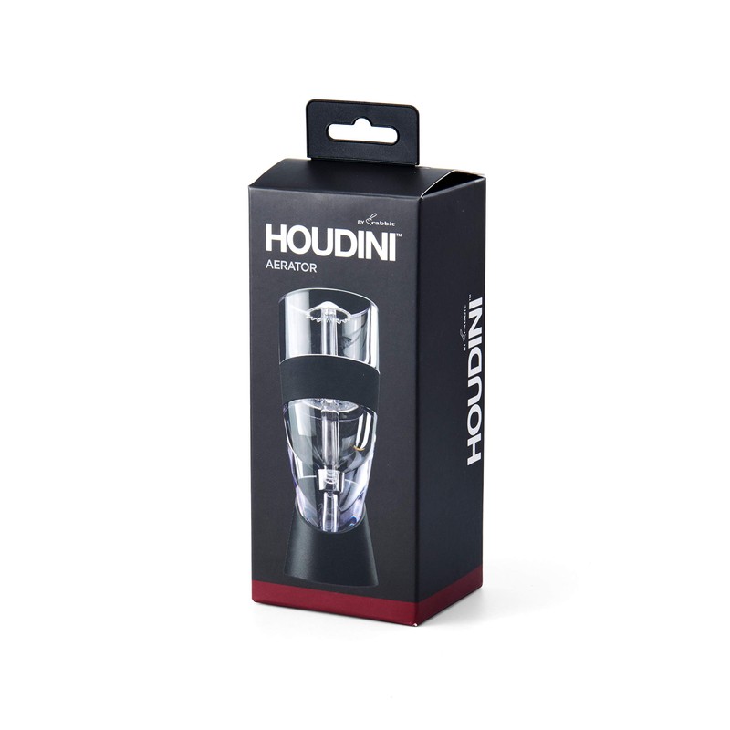Houdini Red Wine Aerator with Base, 6 inches, Black/Silver
