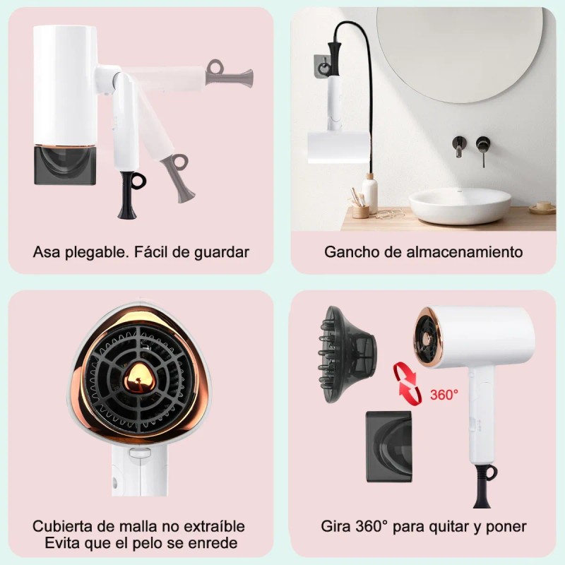 Secadora De Cabello De Iónico Negativo Portátil De 1800w