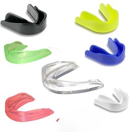 Gum shield mouth guard Boil bite rugby boxing baseball hockey karate all sports - Color: Green-Transparent, Size: Adult