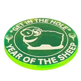 GreenLife Golf Marker, Fluorescent, Easy to See on Cloudy or Rainy Days, Visibility Performance, Engraved with the Zodiac of the Year and Perfect Gift for Your Loved One, Competition Prize (Sheep))