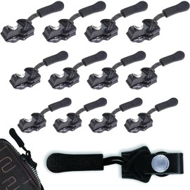 12 PCS Zip Repair Kit, 3 Sizes Zip Puller Replacement with 12 Zip Pull Rope for Luggage, Backpacks, Jackets Zip Repair, Fix Zip Puller Zip Slider Replacement Zip Fix