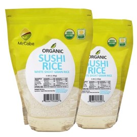 McCabe Organic Short Grain White Sushi Rice - Sticky White Rice | Rich in Fibers and Minerals | USDA and CCOF Certified Organic | Product of USA | 3Lbs Pack of 2