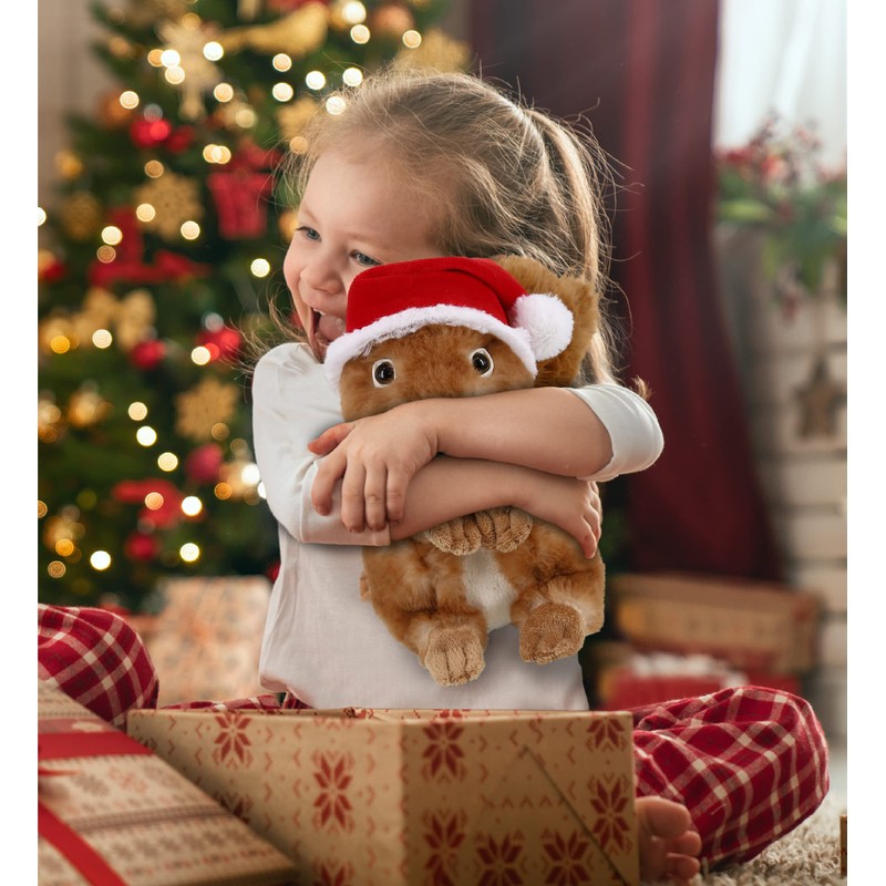 DolliBu Santa Squirrel Stuffed Animal Plush Toy - Super Soft