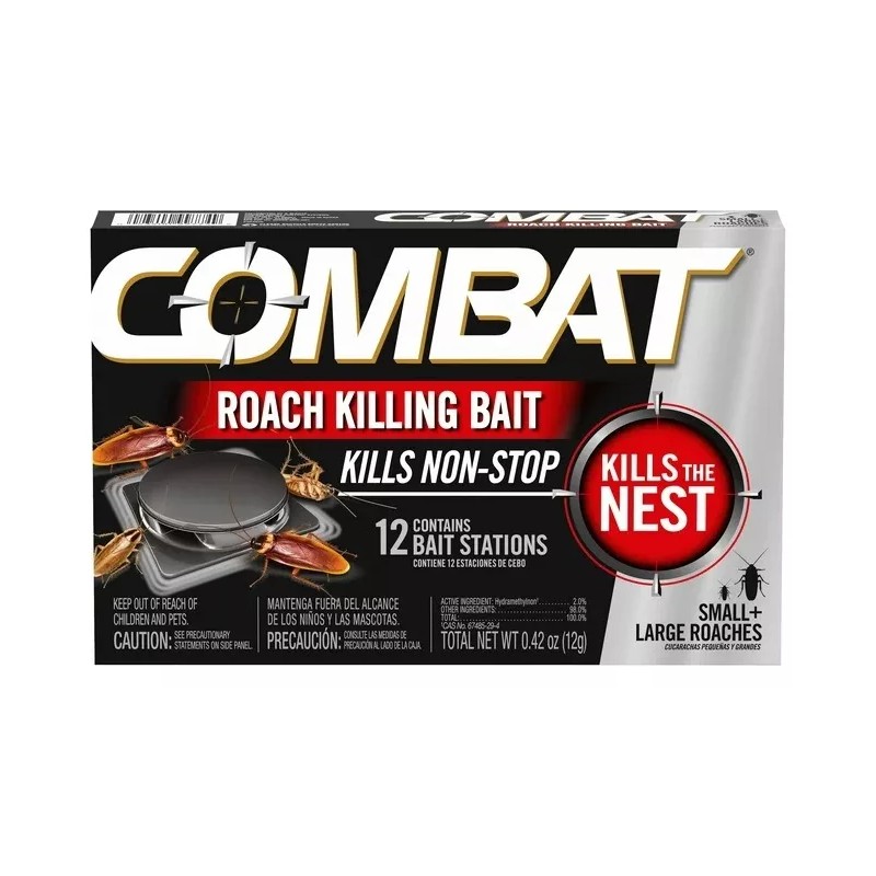 Combar Combat Mata Cucarachas 12 Trampas Cebo 2 Pack Importado