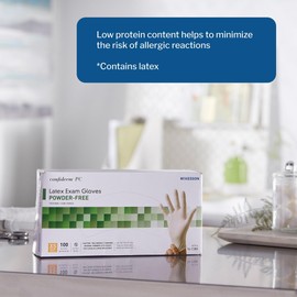 McKesson Confiderm Latex Exam Gloves, Non-Sterile Medical Gloves with Textured Fingertips - Beaded Cuff, Powder-Free - Ivory, Size XS, 100 Count, 1 Box, 100 Count, 1 Box