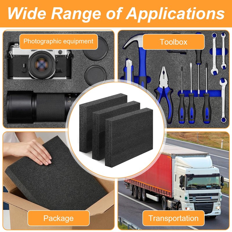 3 Pcs Polyethylene Foam Sheet, Hard Foam Board 12 x