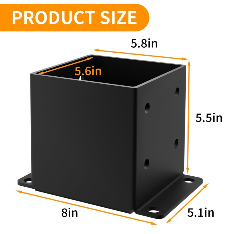 6x6 Post Base 2PCS, Inner Size 5.6x5.6 Inch Fence Post