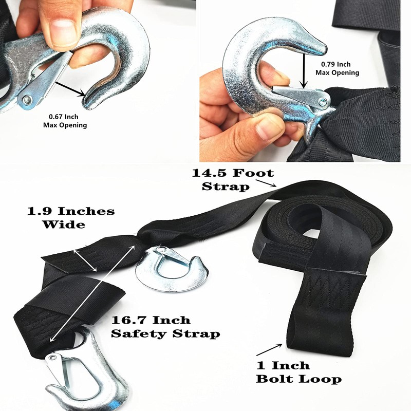 BRGMAX Boats Trailer Winch Hook Strap Wench Rope for Ranger