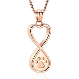 Oinsi Infinity Love Pet Cremation Jewelry for Ashes of Dog/Cat Funeral Keepsake Urn Necklace Pendant Memorial Jewellery, 316L