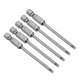 sourcing map 5 Pcs 3mm Slotted Tip Magnetic Flat Head Screwdriver Bits, 1/4 Inch Hex Shank 3-inch Length S2 Power Tool