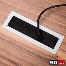 SOTECH 1 x Toledo cable passage made of aluminium white anodised 100 x 70 mm, installation dimensions: 90 x 62 x 15.3 mm cable guide