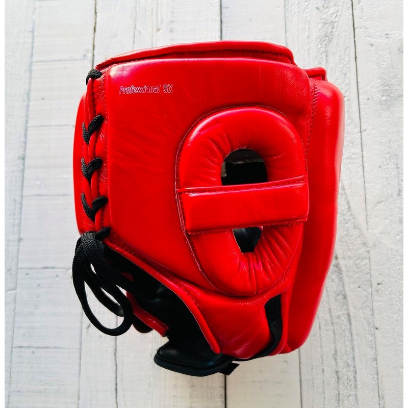 PRIZE RING "Professional SX" Genuine Leather Headgear Red (L)