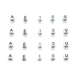 taffbeads 50pcs 6mm Cube White A-Z Single Letters Acrylic Alphabet Beads for DIY Craft or Jewellery Making (Vowels)