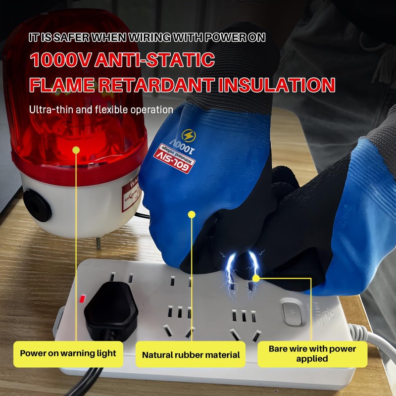 GOL-SIV Electrician Gloves 1000V High Voltage,ASTM D120 Certified & Double