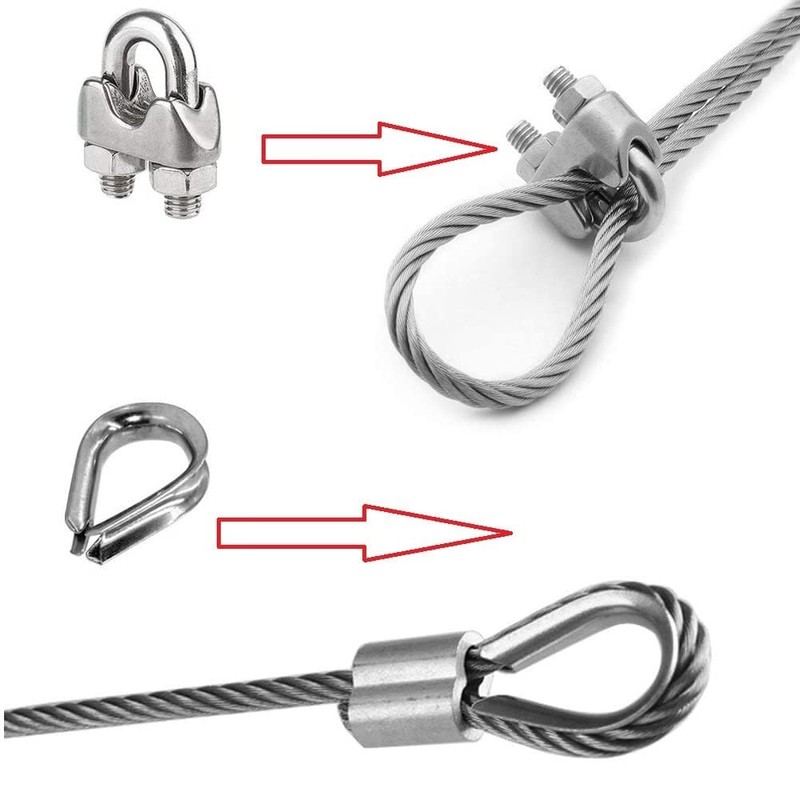 Wire Rope Clip,5Pcs 3mm Stainless Steel Wire Rope Cable Clip