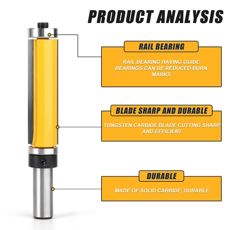 MEIGGTOOL 2-1/2 Inch Flush Trim Top and Bottom Bearing Router