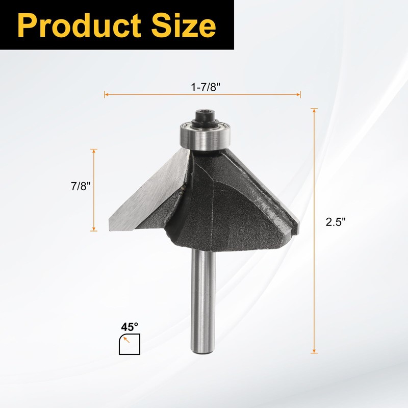 sourcing map 2pcs 45 Degree Chamfer Router Bit 1/4 Inch