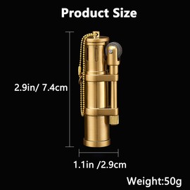 Feeyios Vintage Trench Lighter - Wheel Kerosene Windproof Brass for Collection Decorative Gift Present (Fuel Not Included)