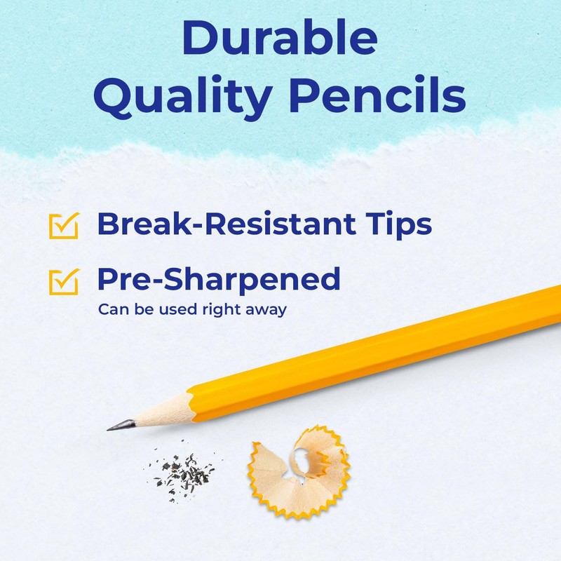 Rosmonde 1250 Bulk Yellow Pencils, Pre Sharpened #2 HB, Easy