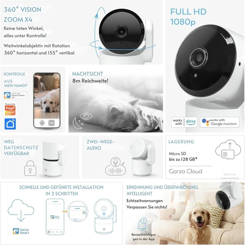 Garza - Smart Indoor 360° Surveillance Camera Smart IP WiFi