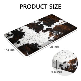 MAYHMYO Brown and White Kitchen Mat for Floor Spotted Cow Skin Kitchen Rugs Non Slip Anti Fatigue Waterproof Comfort Cool Rugs for Kitchen Floor Office