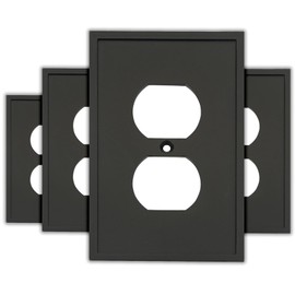 Outlet Covers Wall Plate, Matt Black Modern Decorative Duplex Receptacle Outlet Plate Electrical Outlet Covers Plates (1-Gang Duplex Outlet,4 Pack)