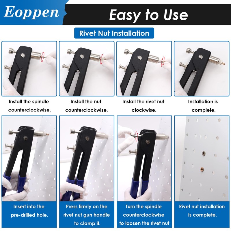 Eoppen 444Pcs Rivet Nut Tool Kit, Rivnut Tool Kit with